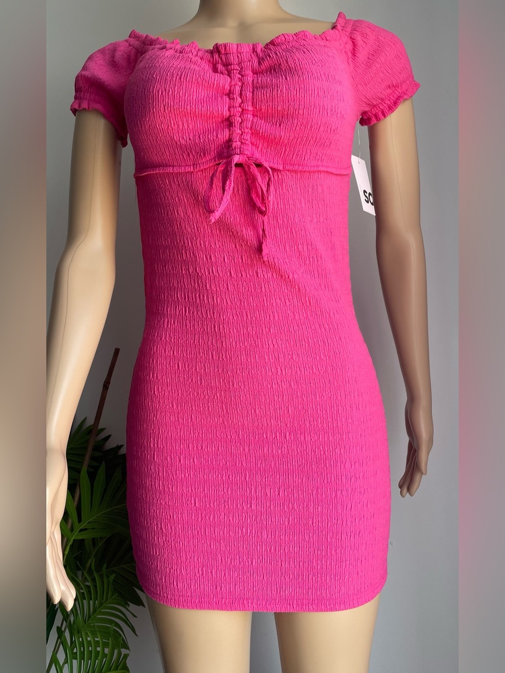 SO Hot Pink Smocked Mini Dress